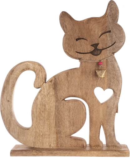 Decoración de madera Gato con cascabel