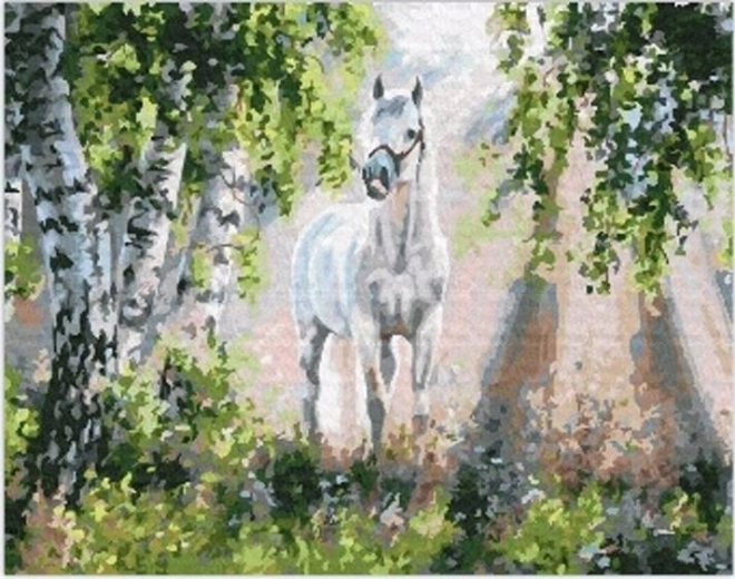 Pintura con diamantes caballo blanco 30 × 40 cm