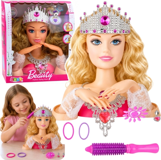 Cabeza de muñeca para peinar y estilizar el cabello con accesorios