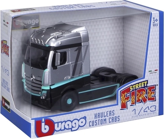 Modelo de camión Mercedes-Benz Actros Street Fire Haulers Custom a escala 1:43