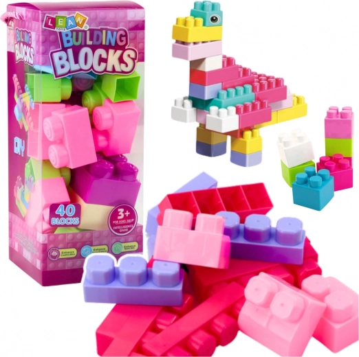 Gran set de construcción en caja de 40 piezas de ladrillos de colores