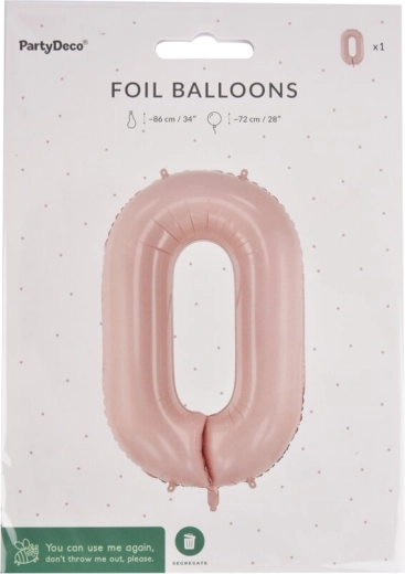 Globo de foil con forma de número 0 beige 72 cm