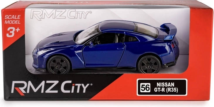 Modelo metálico de coche NISSAN GT-R (R35) 2017 a escala 1:38 con puertas abatibles y mecanismo pull-back