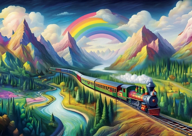 Tren arcoíris Puzzle de 260 piezas