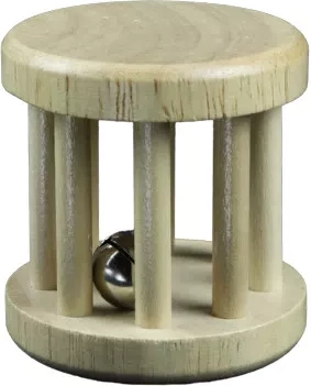 Sonajero de madera tipo jaula con cascabel - 1 pieza