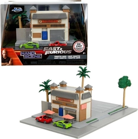 Diorama Jada Fast & Furious Toretto’s Market and Café con 2 nano cochecitos