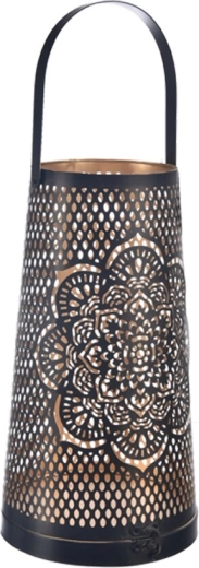 Portavelas metálico Mandala negro/dorado 30 cm