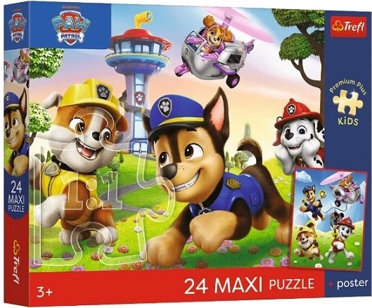 Trefl maxi puzzle 24 piezas Patrulla Canina paseo alegre + póster