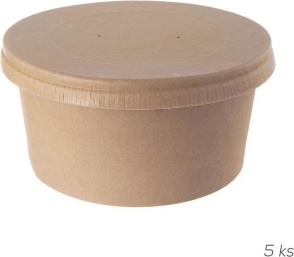 Bol Nature de papel/PE con tapa 14,5 cm (5 uds)