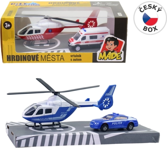 Set de rescate – helicóptero y ambulancia de metal