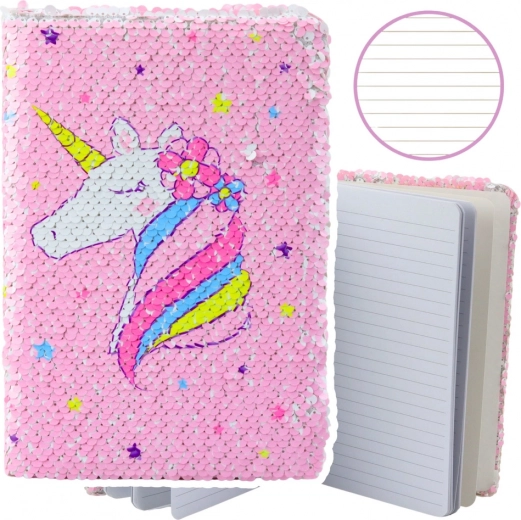 Cuaderno Unicornio con lentejuelas reversibles brillantes A5, 80 páginas