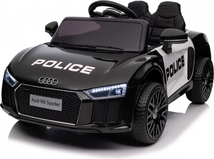 Coche policía eléctrico infantil AUDI R8 a batería con mando a distancia, ruedas EVA, arranque suave, MP3 y LED