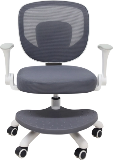 Silla infantil giratoria para escritorio con reposapiés, gris