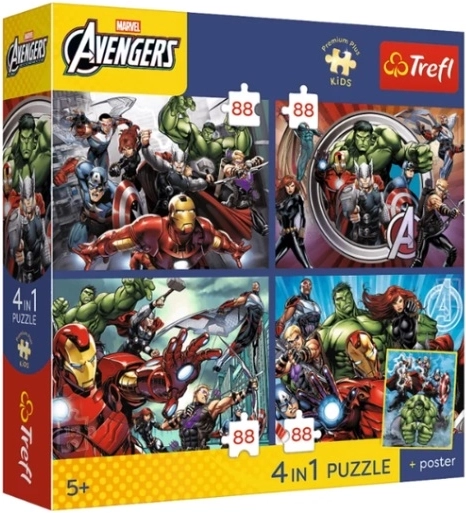 Puzzle premium plus kids Avengers: los héroes están entre nosotros (4x88 piezas)