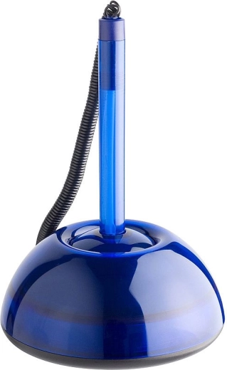 Bolígrafo ICO Lux con soporte, azul transparente