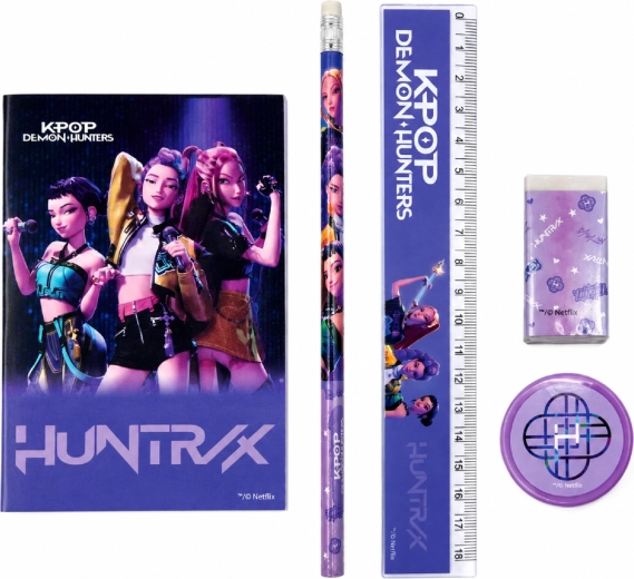 Set escolar de cinco piezas KPop Demon Hunters Huntrix – morado
