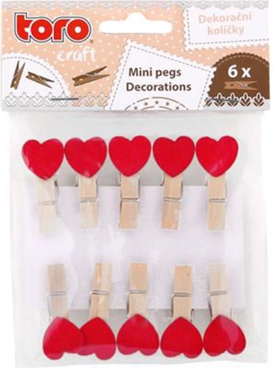 Pinzas de madera con corazón 3,5 cm (10 uds)