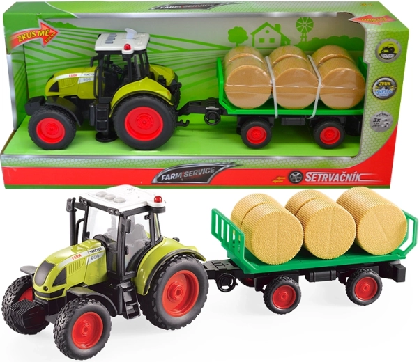 FARM SERVICE tractor con remolque y fardos de paja 1:16