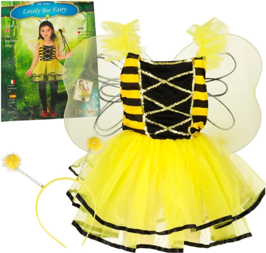 Disfraz infantil de abeja con vestido, alas y diadema