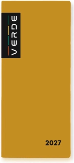 Agenda mensual VERDE en funda de PVC color mostaza 2027