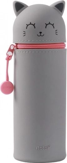 Estuche de silicona tipo tubo Cat lovers gato – Gris