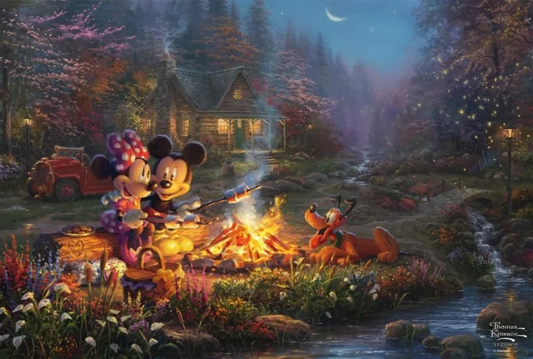 Puzzle SCHMIDT Mickey y Minnie: Romanticismo junto al fuego (200 piezas)