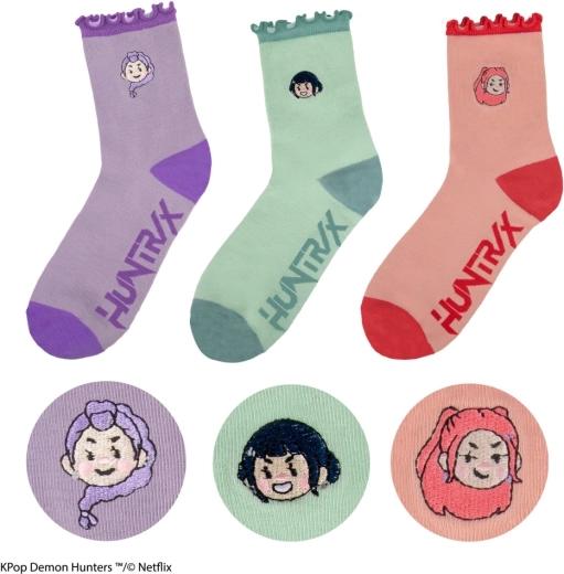 Huntrix calcetines K-pop Demon Hunters – set de 3 pares