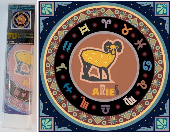 NORIMPEX pintura de diamantes 7D Signos del zodiaco Aries 30x30 cm