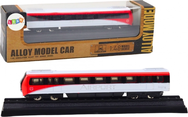 Modelo de tren coleccionable rojo‑blanco 1:48 de metal
