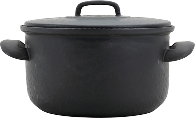 Olla esmaltada con tapa 24 cm, 5 l – negro mate con esmalte azul