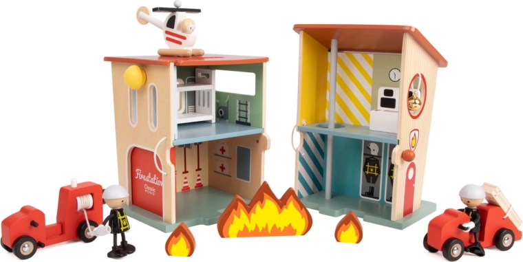 Set completo de madera para misiones de bomberos
