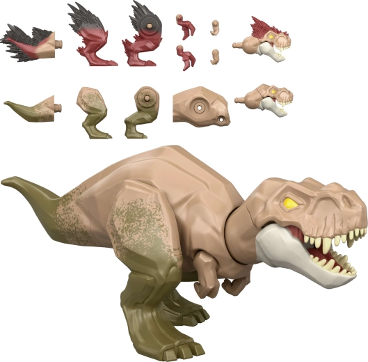Mattel Jurassic World Mayhem mix-ups 2 en 1 figura de dinosaurio Tyrannosaurus rex