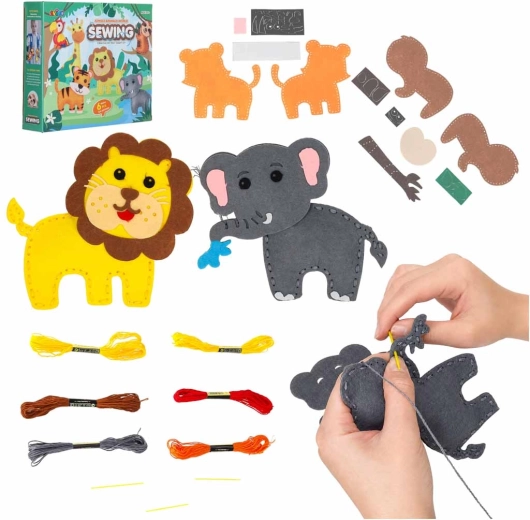 Kit creativo de costura y bordado de animales de fieltro para niños (6 proyectos) - 1 pieza