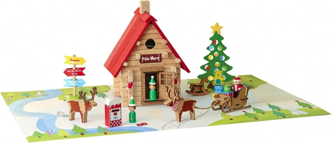 Jeujura juego de construcción de madera cabaña navideña 90 piezas