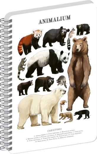 Bloc espiral Notique Animalium – carnívoros, en blanco, A5