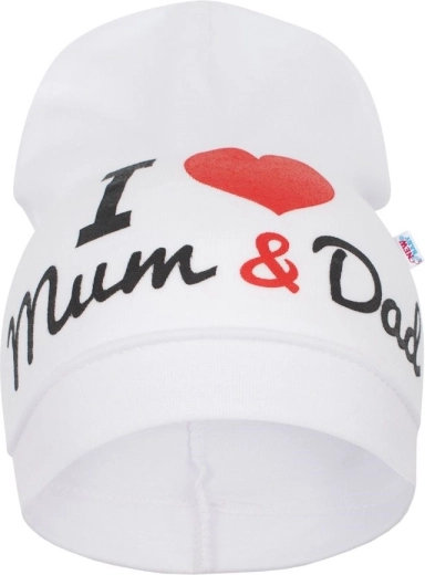 Gorrito infantil New Baby I Love Mum and Dad blanco