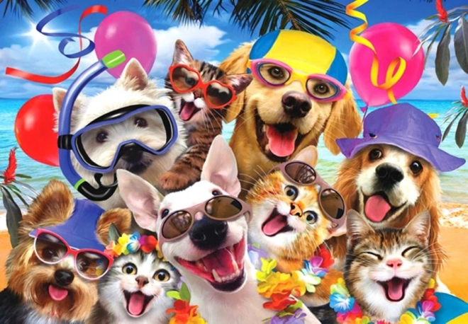 Puzzle Selfie de fiesta en la playa 260 piezas