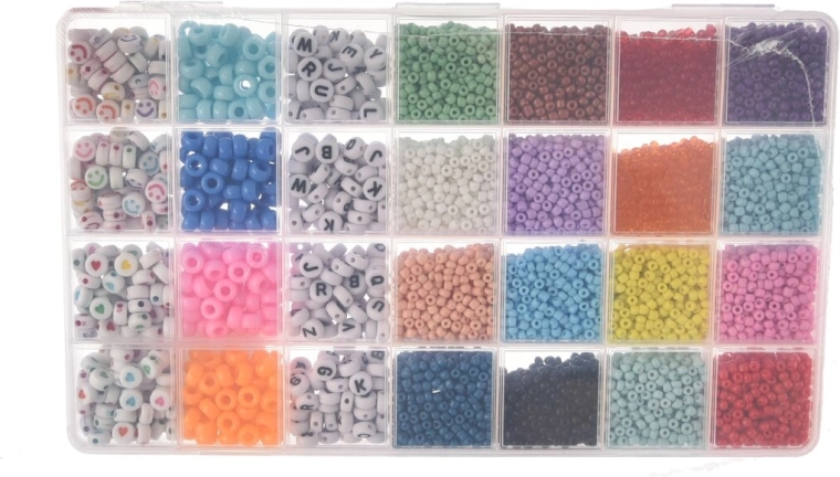 Kit creativo para ensartar cuentas – 28 colores, 440 g