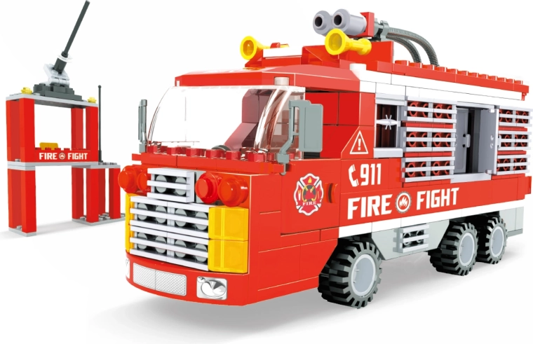 Set de construcción compatible BLOXO estación de bomberos de 278 piezas