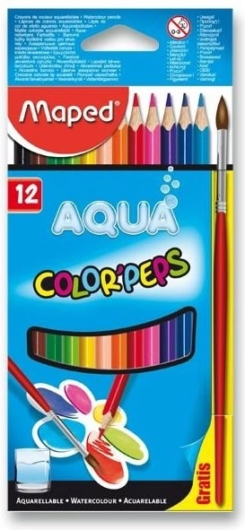 Lápices de colores triangulares Maped Aqua Color'Peps 12 uds con pincel