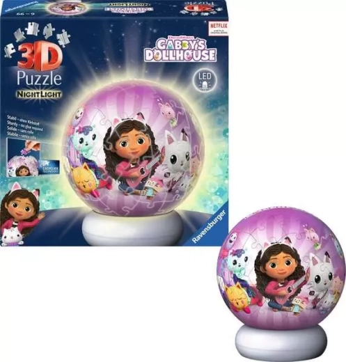 Ravensburger puzzleball 3D luminoso La casa mágica de Gabby – edición nocturna (72 piezas)