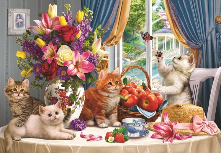 Puzzle ANATOLIAN Gatitos acurrucados en el salón 260 piezas