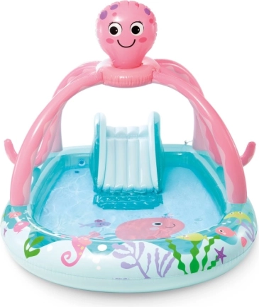 Centro de juego hinchable Pulpo con ducha de agua y tobogán