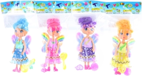 Muñeca hada con alas arcoíris y accesorios