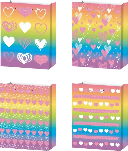 Bolsa de regalo L arcoíris con corazones