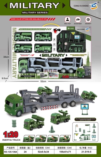 Conjunto militar con transportador, vehículos y accesorios
