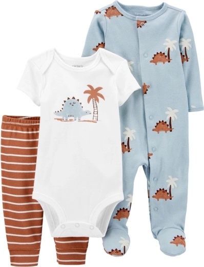 Set Carter's para niño: body de manga corta, mono y pantalones deportivos Blue Dino, talla 56