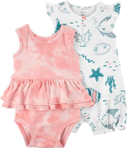 CARTER'S set de 2 piezas para niñas Ivory ocean: body sin mangas y mono de verano de manga corta – 3 m