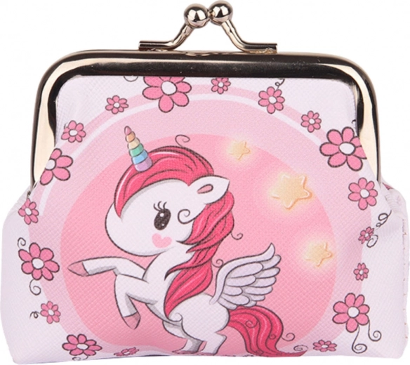 Cartera infantil con unicornio y flores 10x9 cm