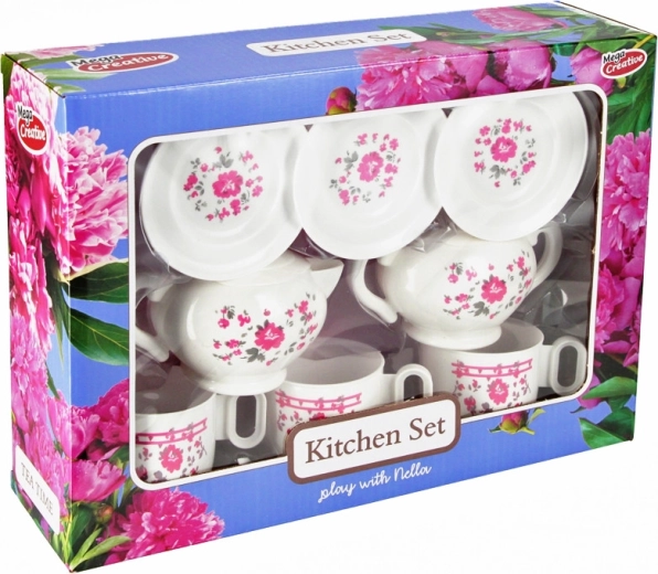Juego de té infantil con flores